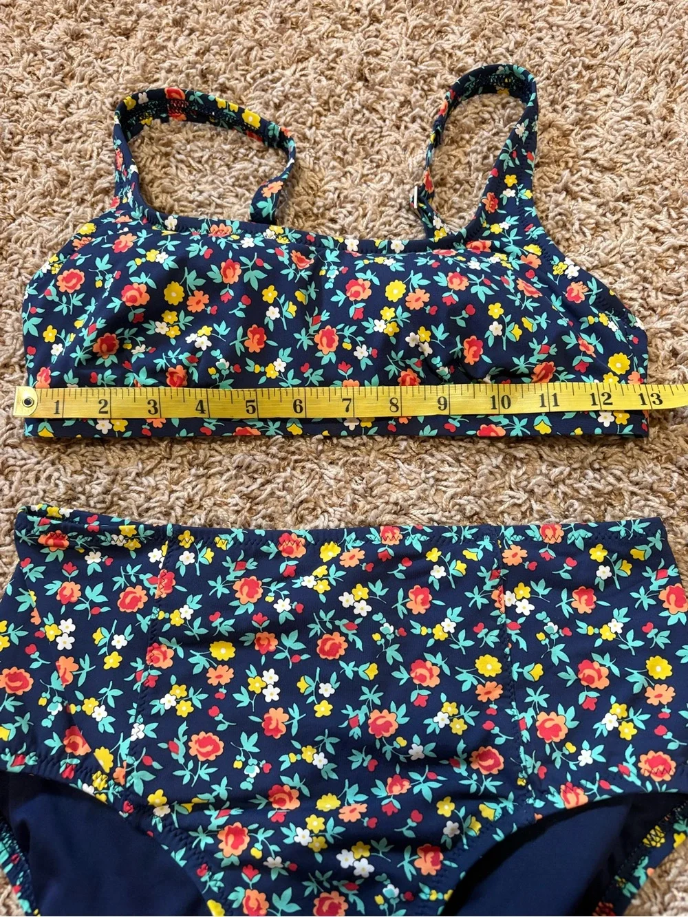 Lands End Floral High Waisted Bikini Womens size 4